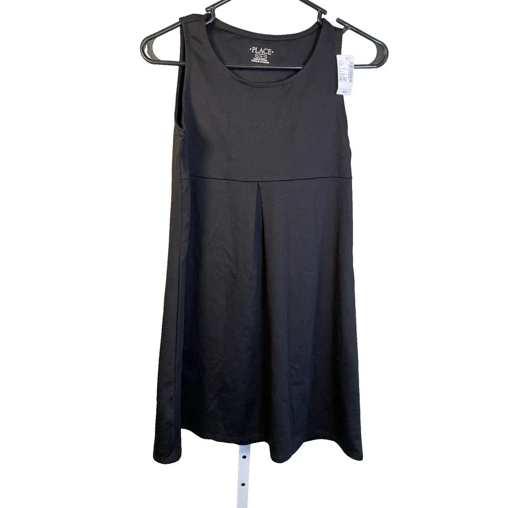 NEW Children's Place Girls Black dress XL Minimalist Classic Sleeveless Sundress